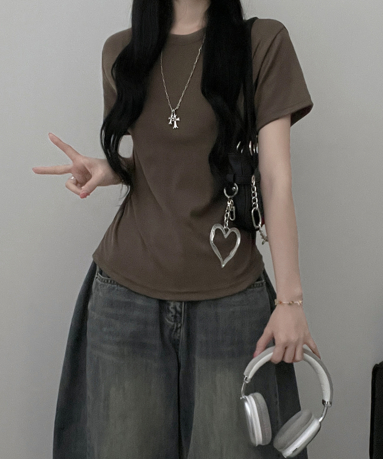 라운드체형커버여유핏반팔티셔츠 카키