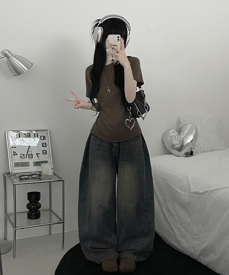 라운드체형커버여유핏반팔티셔츠 카키