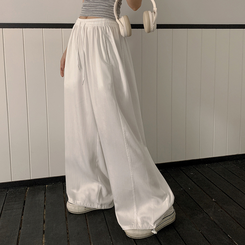 トレーニングパンツ 【丈別】ハイウエストスリットワイドトレーニングパンツ WHITE