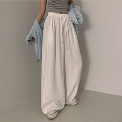 トレーニングパンツ 【丈別】ハイウエストスリットワイドトレーニングパンツ WHITE