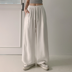 トレーニングパンツ 【丈別】ハイウエストスリットワイドトレーニングパンツ WHITE