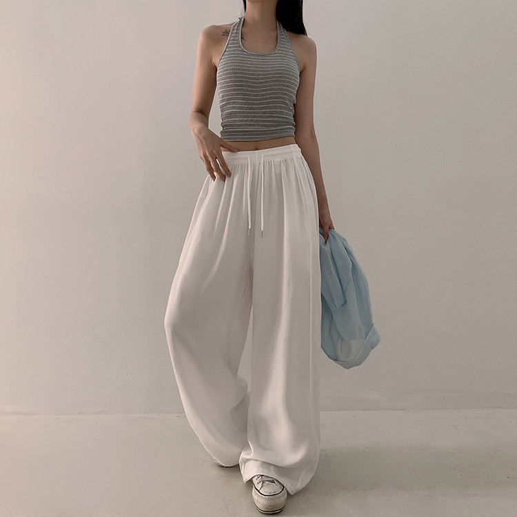 【丈別】ハイウエストスリットワイドトレーニングパンツ WHITE