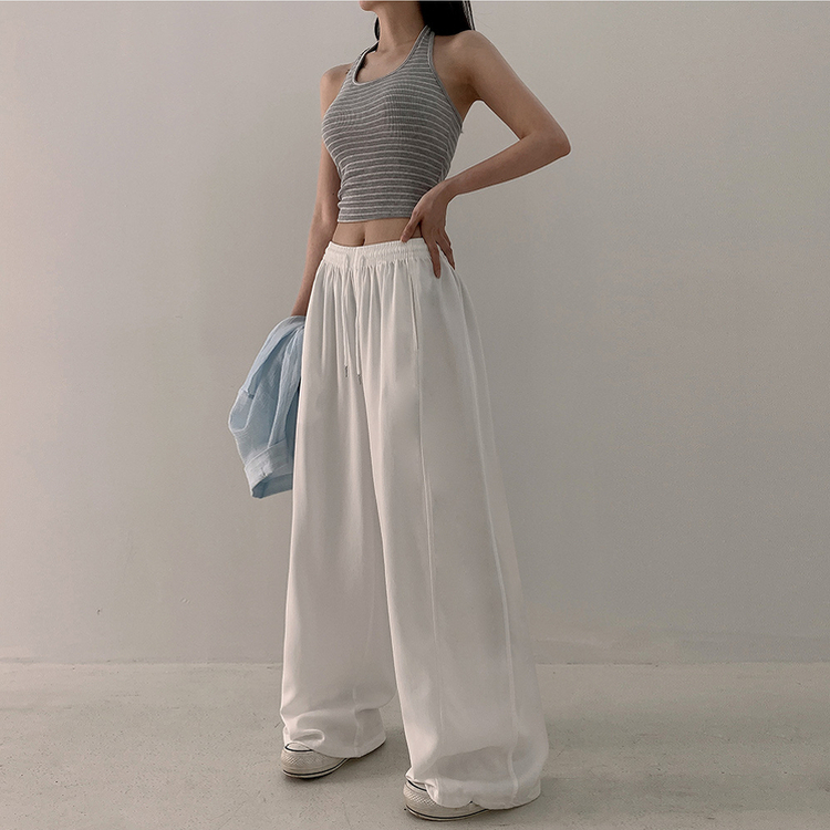【丈別】ハイウエストスリットワイドトレーニングパンツ WHITE