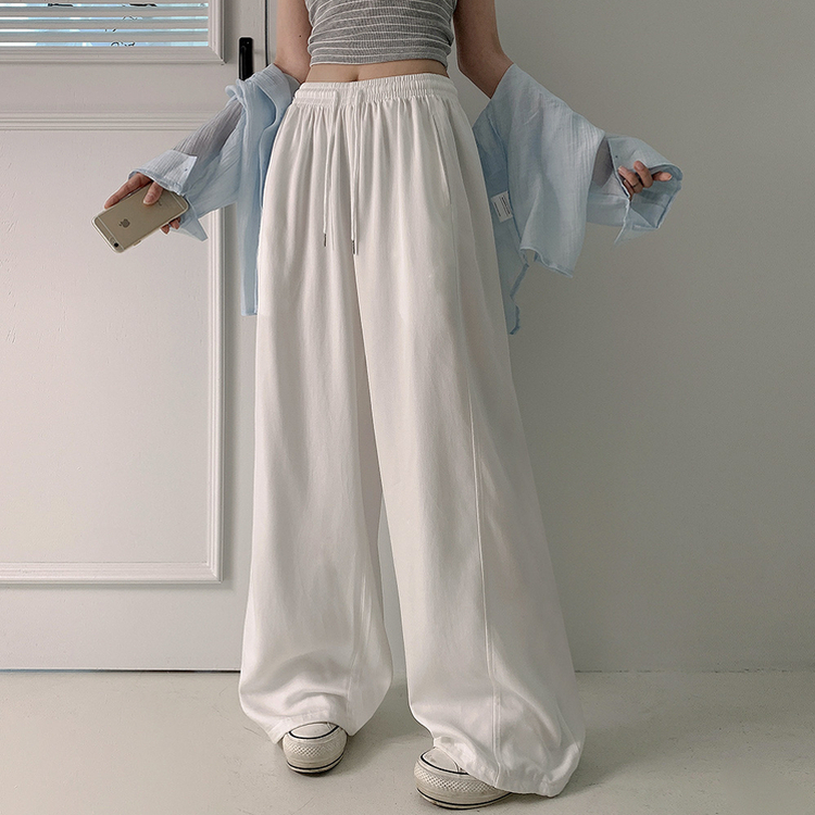 【丈別】ハイウエストスリットワイドトレーニングパンツ WHITE