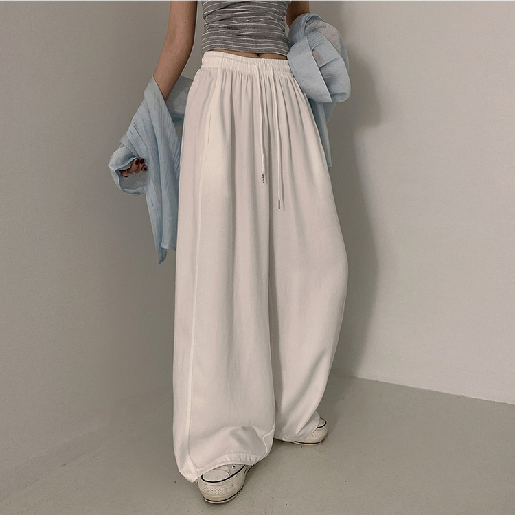 【丈別】ハイウエストスリットワイドトレーニングパンツ WHITE