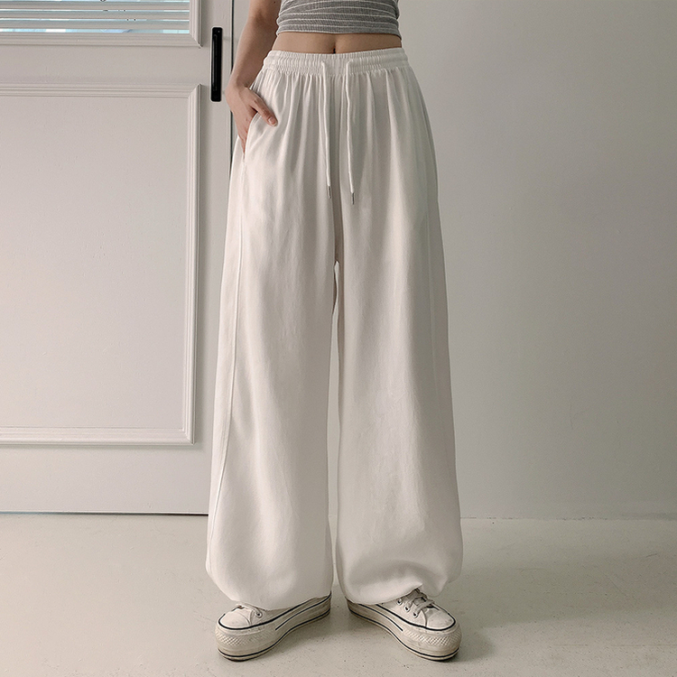 【丈別】ハイウエストスリットワイドトレーニングパンツ WHITE