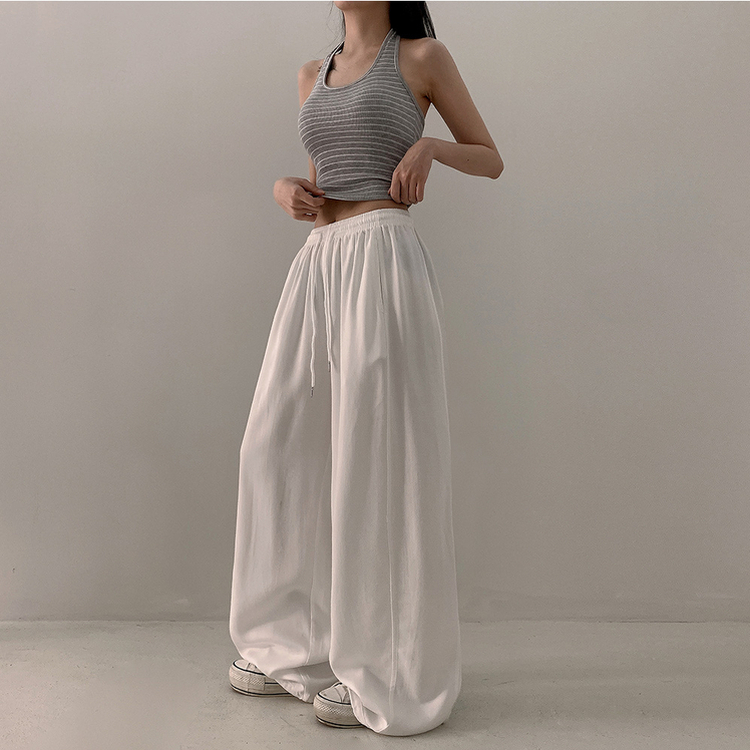 【丈別】ハイウエストスリットワイドトレーニングパンツ WHITE