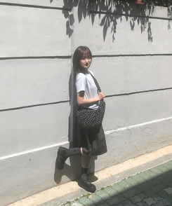半袖Tシャツ フラワーラウンドセミクロップ半袖Tシャツ(5color) SKY BLUE