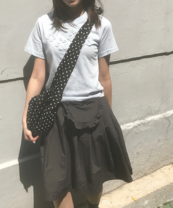 半袖Tシャツ フラワーラウンドセミクロップ半袖Tシャツ(5color) SKY BLUE