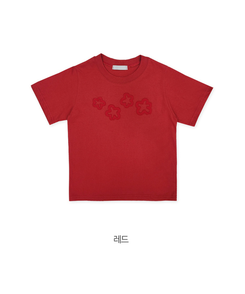 半袖Tシャツ フラワーラウンドセミクロップ半袖Tシャツ(5color)