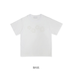 半袖Tシャツ フラワーラウンドセミクロップ半袖Tシャツ(5color)