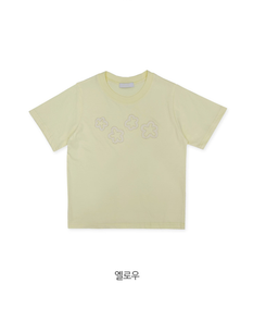 半袖Tシャツ フラワーラウンドセミクロップ半袖Tシャツ(5color)