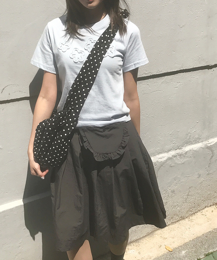 フラワーラウンドセミクロップ半袖Tシャツ(5color) SKY BLUE