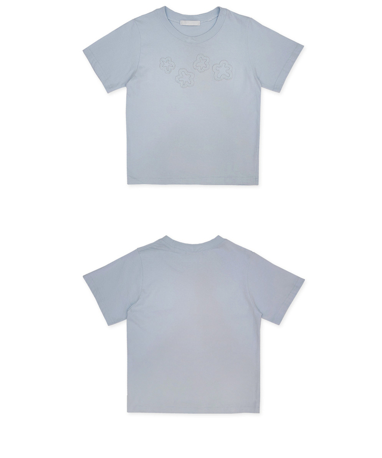 半袖Tシャツ フラワーラウンドセミクロップ半袖Tシャツ(5color)