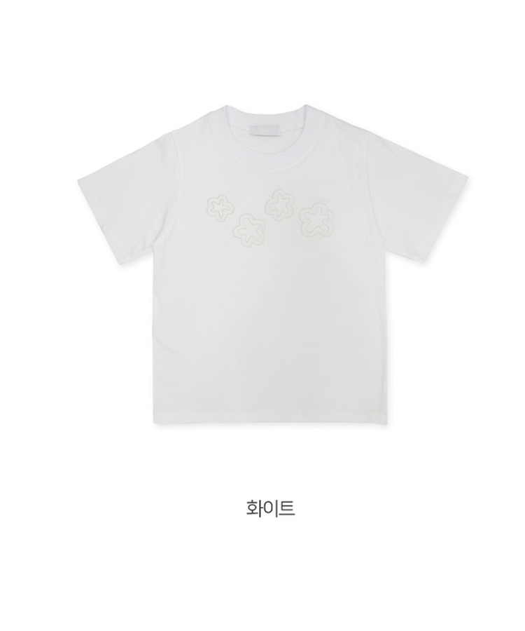 フラワーラウンドセミクロップ半袖Tシャツ(5color)