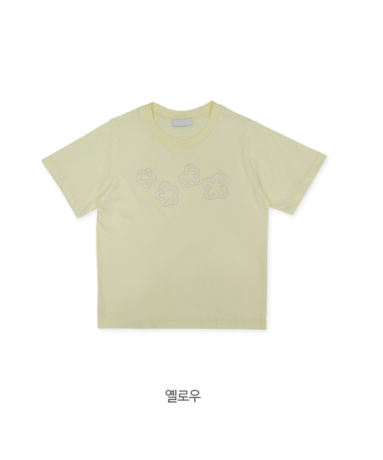 フラワーラウンドセミクロップ半袖Tシャツ(5color)