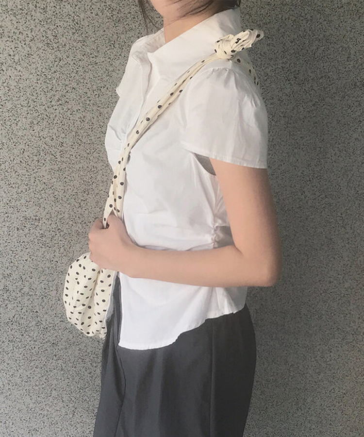 シャーリングセミクロップブラウス(5color) WHITE