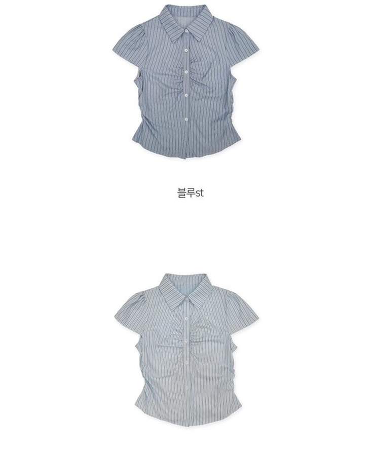 シャーリングセミクロップブラウス(5color)