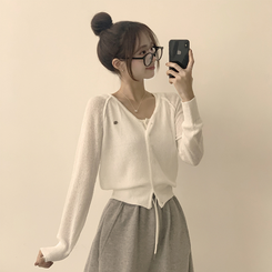 カーディガン ペンダントシースルーリネンカーディガン(6color) IVORY