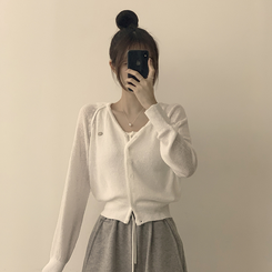カーディガン ペンダントシースルーリネンカーディガン(6color) IVORY