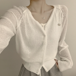 カーディガン ペンダントシースルーリネンカーディガン(6color) IVORY