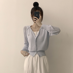 カーディガン ペンダントシースルーリネンカーディガン(6color) SKY BLUE