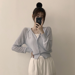 カーディガン ペンダントシースルーリネンカーディガン(6color) SKY BLUE