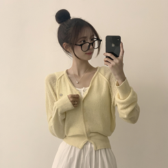 カーディガン ペンダントシースルーリネンカーディガン(6color) YELLOW