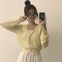 カーディガン ペンダントシースルーリネンカーディガン(6color) YELLOW