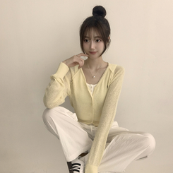 カーディガン ペンダントシースルーリネンカーディガン(6color) YELLOW