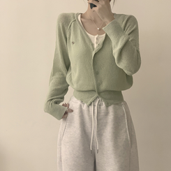 カーディガン ペンダントシースルーリネンカーディガン(6color) MINT