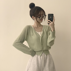 カーディガン ペンダントシースルーリネンカーディガン(6color) MINT