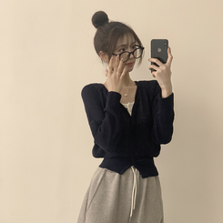 カーディガン ペンダントシースルーリネンカーディガン(6color) DARK BLUE