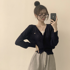 カーディガン ペンダントシースルーリネンカーディガン(6color) DARK BLUE
