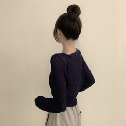 カーディガン ペンダントシースルーリネンカーディガン(6color) DARK BLUE