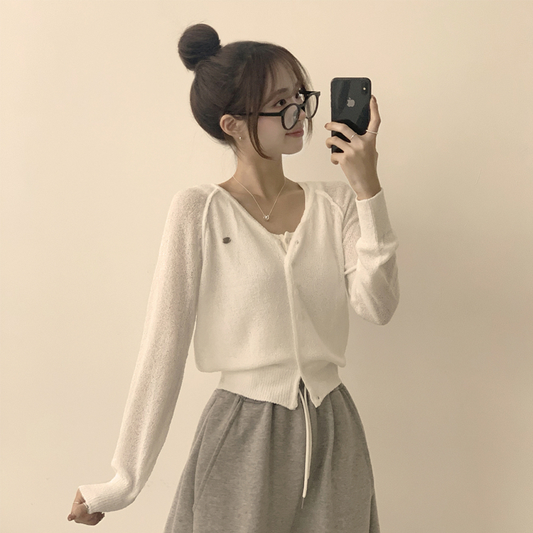 ペンダントシースルーリネンカーディガン(6color) IVORY