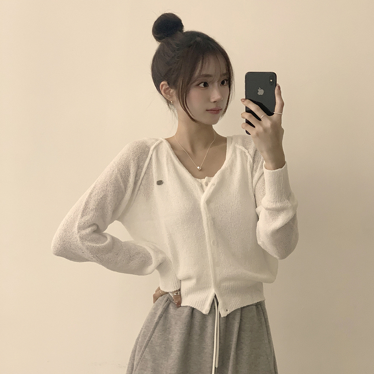 ペンダントシースルーリネンカーディガン(6color) IVORY
