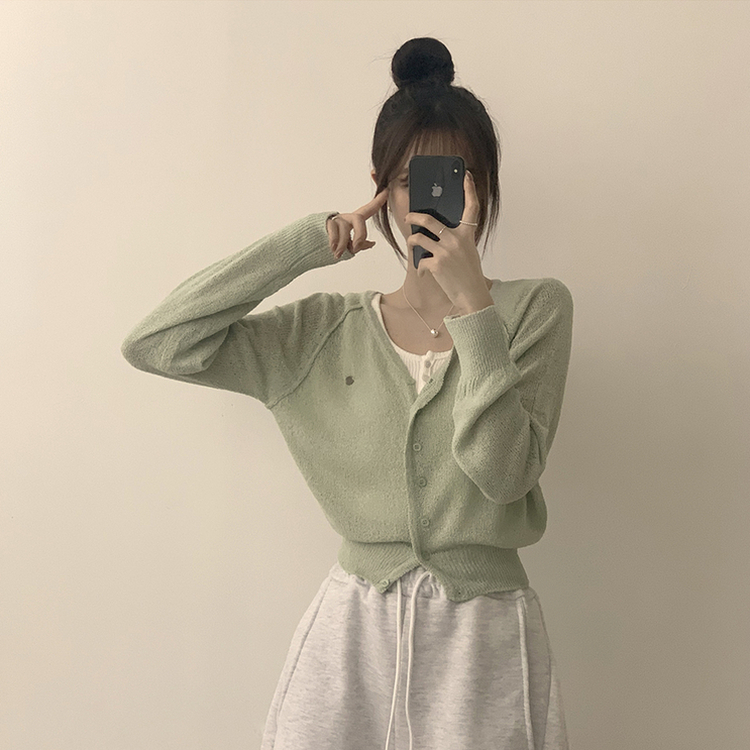 ペンダントシースルーリネンカーディガン(6color) MINT