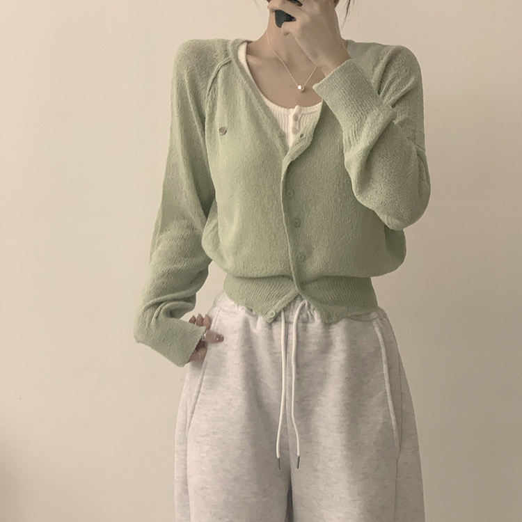 ペンダントシースルーリネンカーディガン(6color) MINT