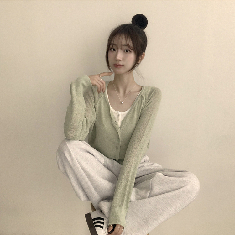 ペンダントシースルーリネンカーディガン(6color) MINT