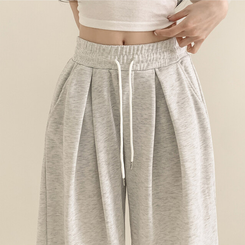ショートパンツ ハイウエストピンタックトレーニンバミューダパンツ MELANGE WHITE