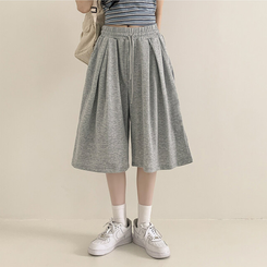 ショートパンツ ハイウエストピンタックトレーニンバミューダパンツ GREY