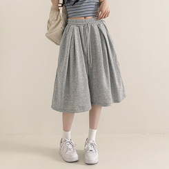 ショートパンツ ハイウエストピンタックトレーニンバミューダパンツ GREY