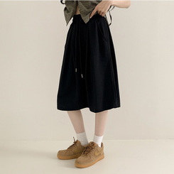 ショートパンツ ハイウエストピンタックトレーニンバミューダパンツ BLACK