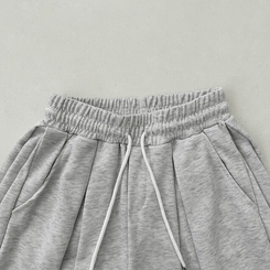 ショートパンツ ハイウエストピンタックトレーニンバミューダパンツ
