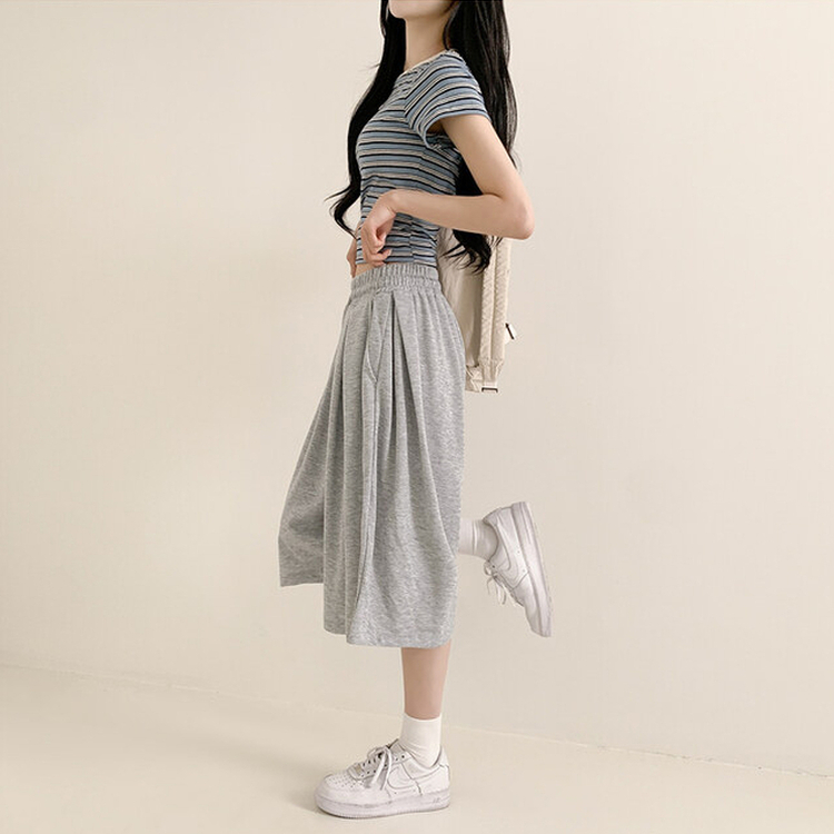 ハイウエストピンタックトレーニンバミューダパンツ GREY