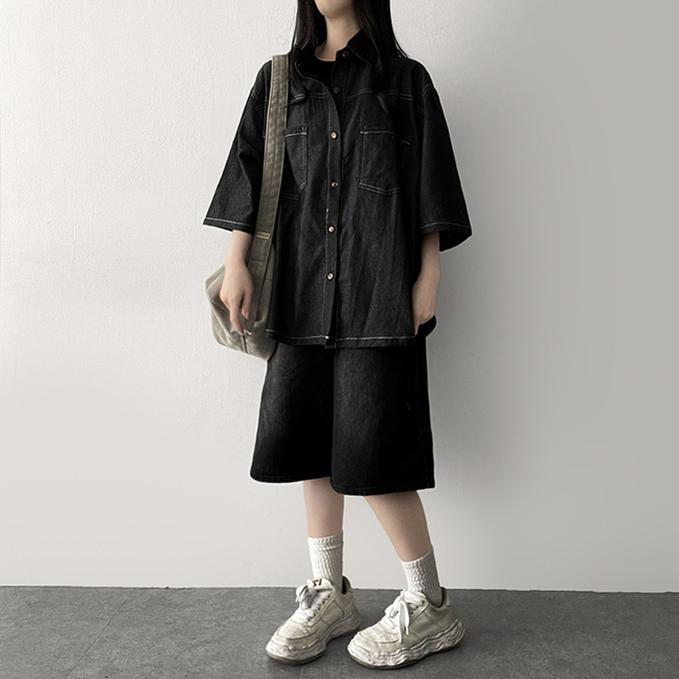 CDS ブラック デニム つなぎ 2way 半袖 長袖 刺繍 マリア Mサイズ 無地・刺繍モデル】ZERO-T2ndENBRO-BLACK – なかやまきんに君.com