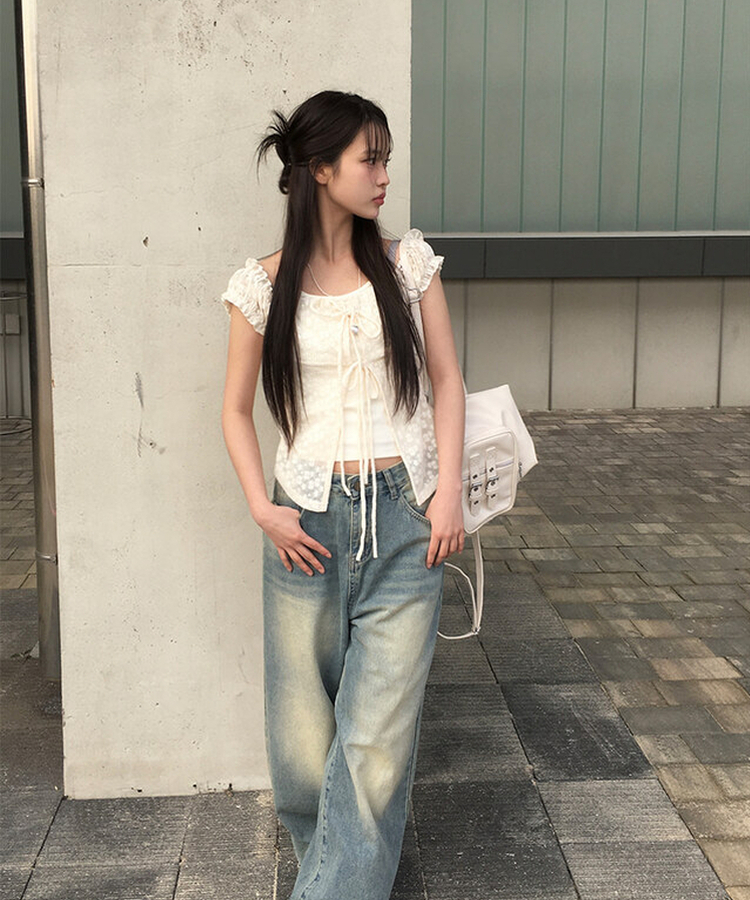 レイヤードホールターレースTシャツ IVORY