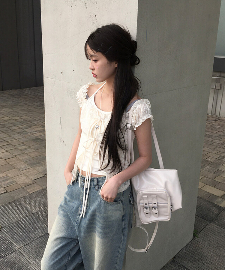 レイヤードホールターレースTシャツ IVORY
