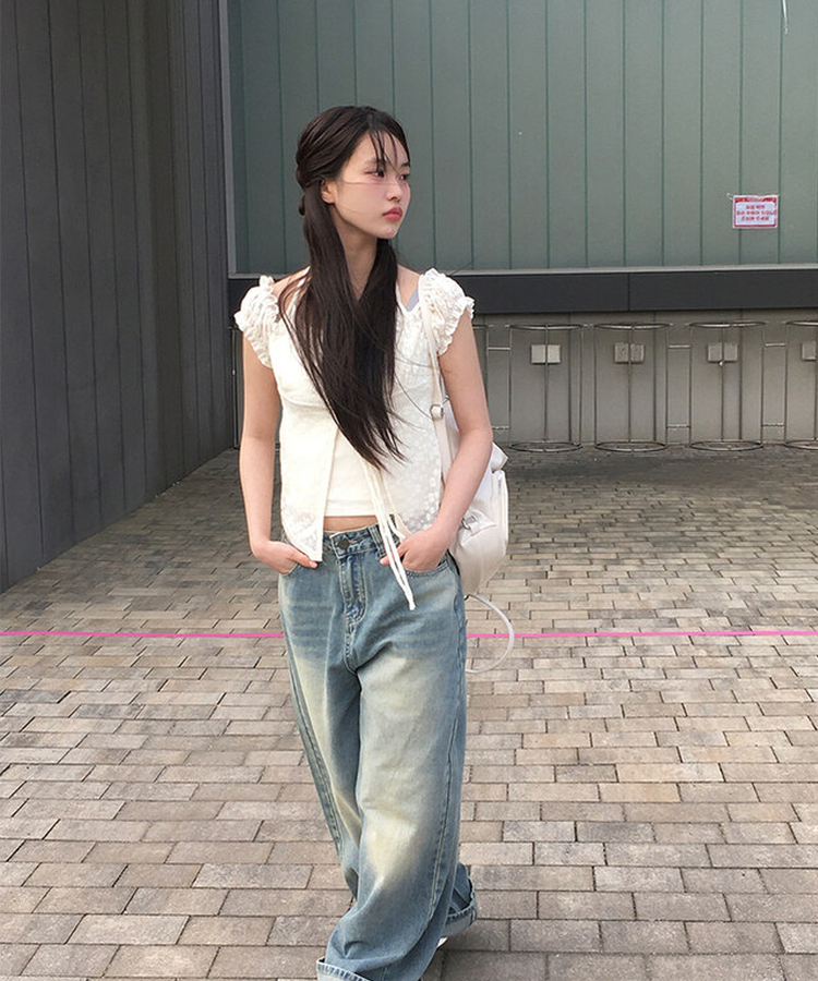 レイヤードホールターレースTシャツ IVORY